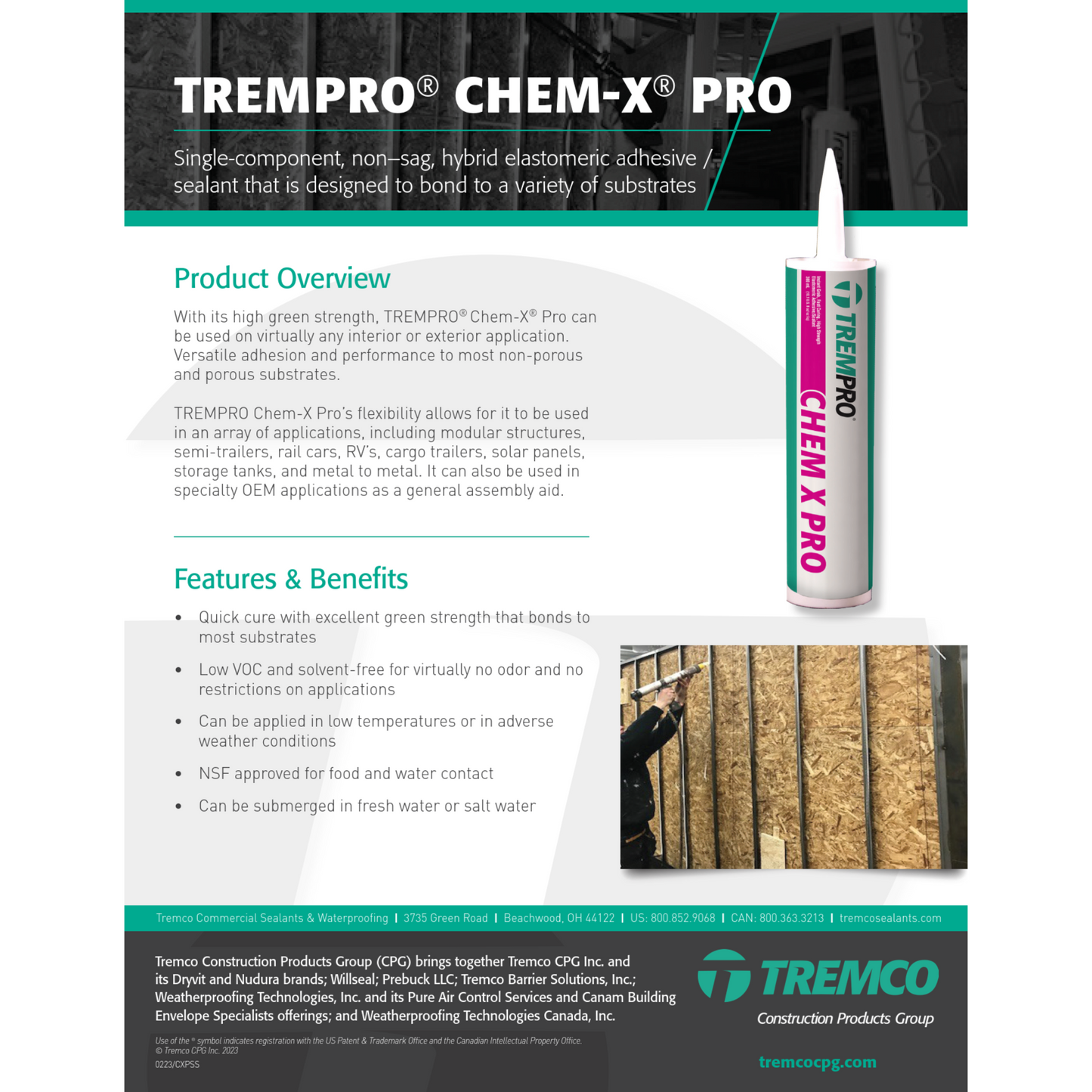 Adhésif/mastic TREMPRO CHEM X PRO