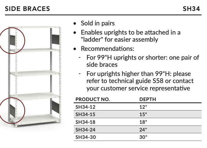 Rousseau Side Brace 24" (Per Pair)
