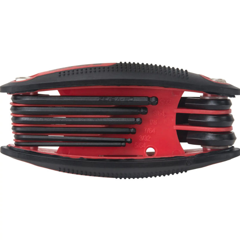 Ball End Fold-Up Hex Key Set, 9 Pcs., Imperial