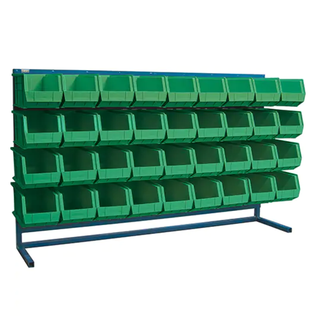 Étagère à persiennes avec bacs, 36 bacs, 72 po L x 15 po P x 40 po H