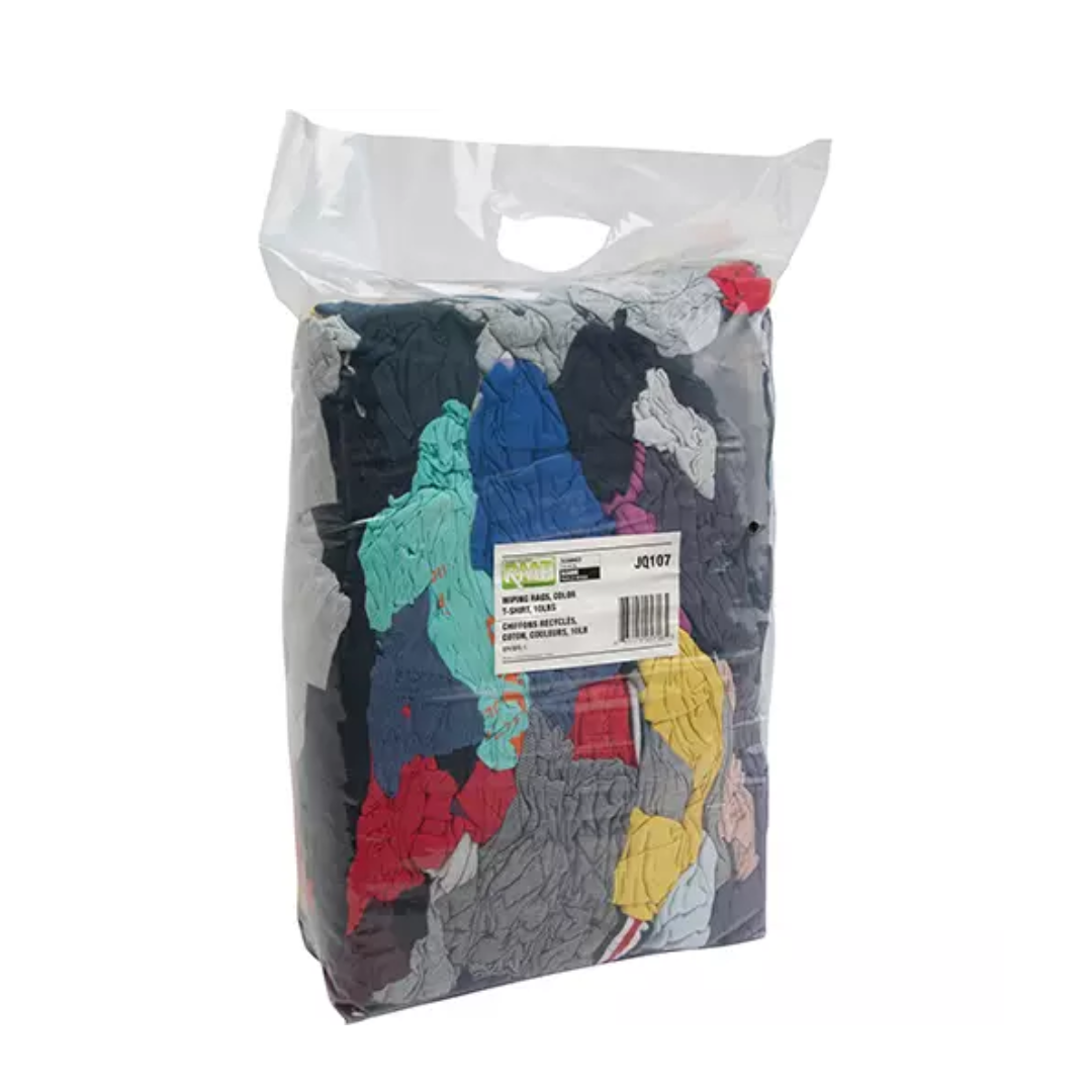 Trapos de limpieza de material reciclado, algodón, colores mezclados, 10 libras.