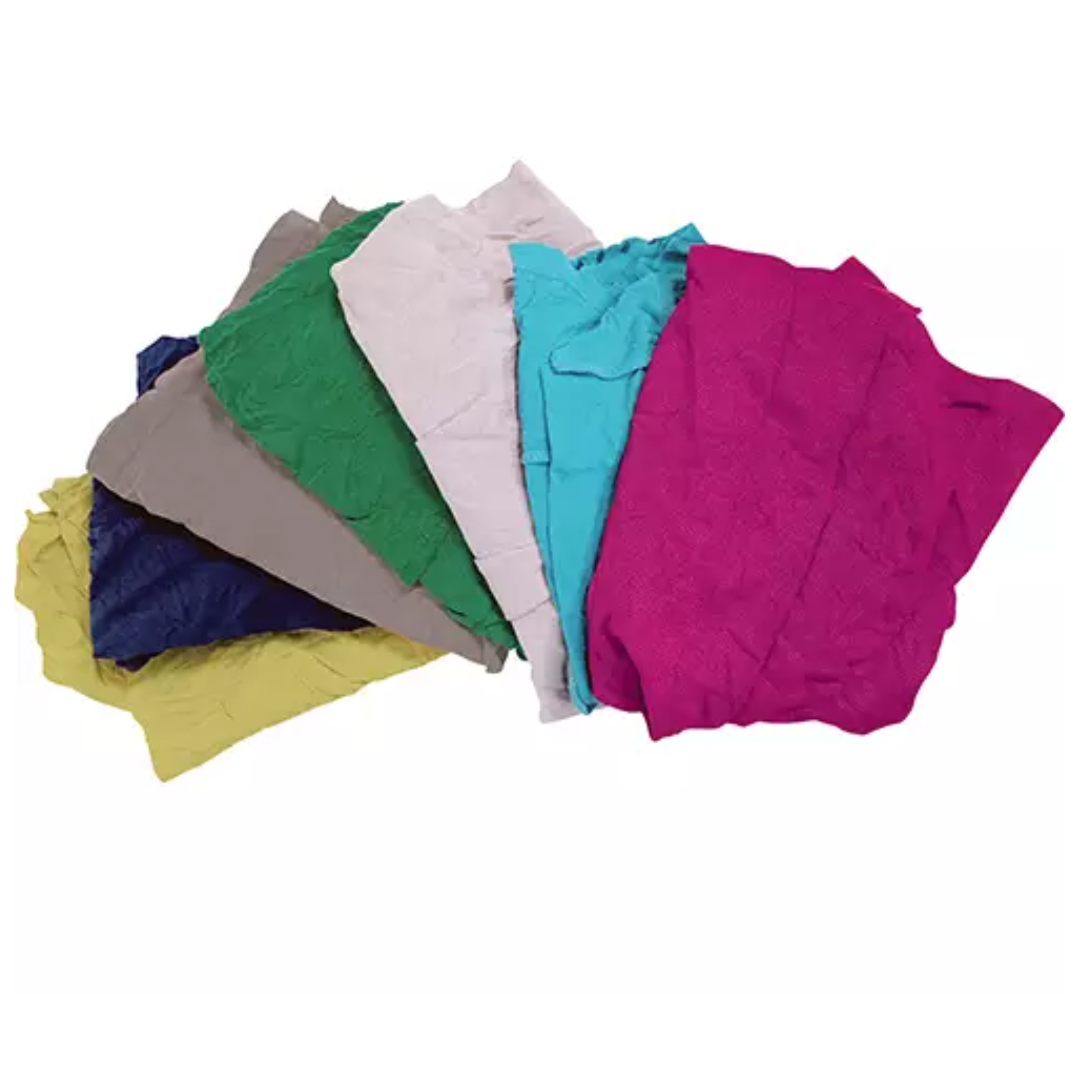 Trapos de limpieza de material reciclado, algodón, colores mezclados, 10 libras.