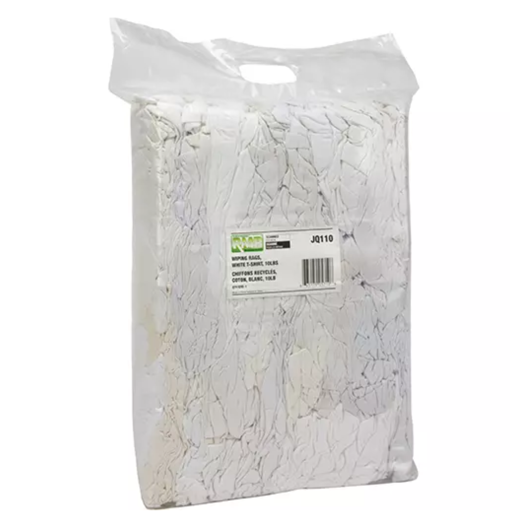 Chiffons d'essuyage en matériaux recyclés, coton, blanc, 10 lb