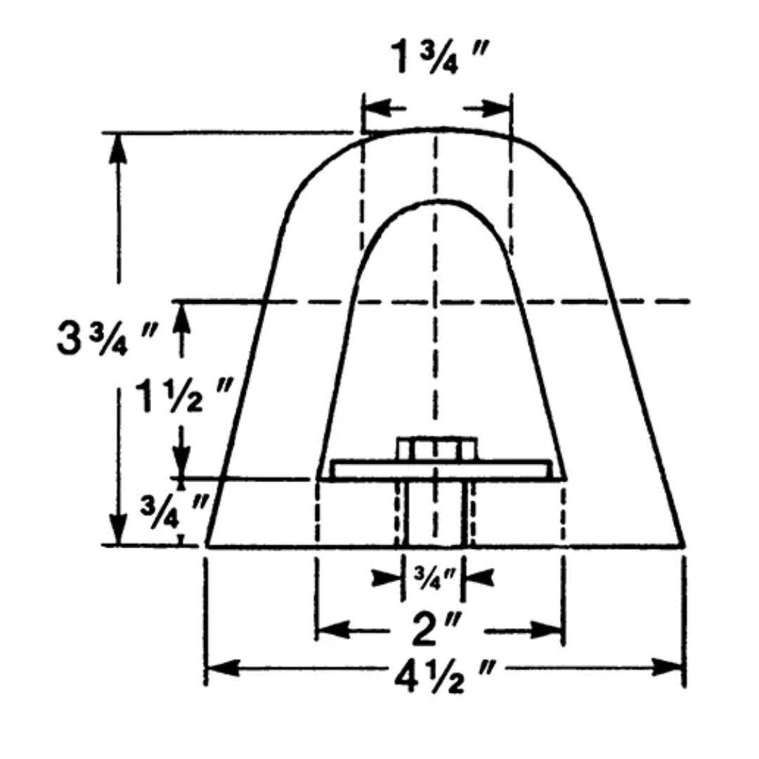 Défenses de quai en caoutchouc extrudé, 11,4 cm (l) x 30,5 cm (L) x 9,4 cm (P)