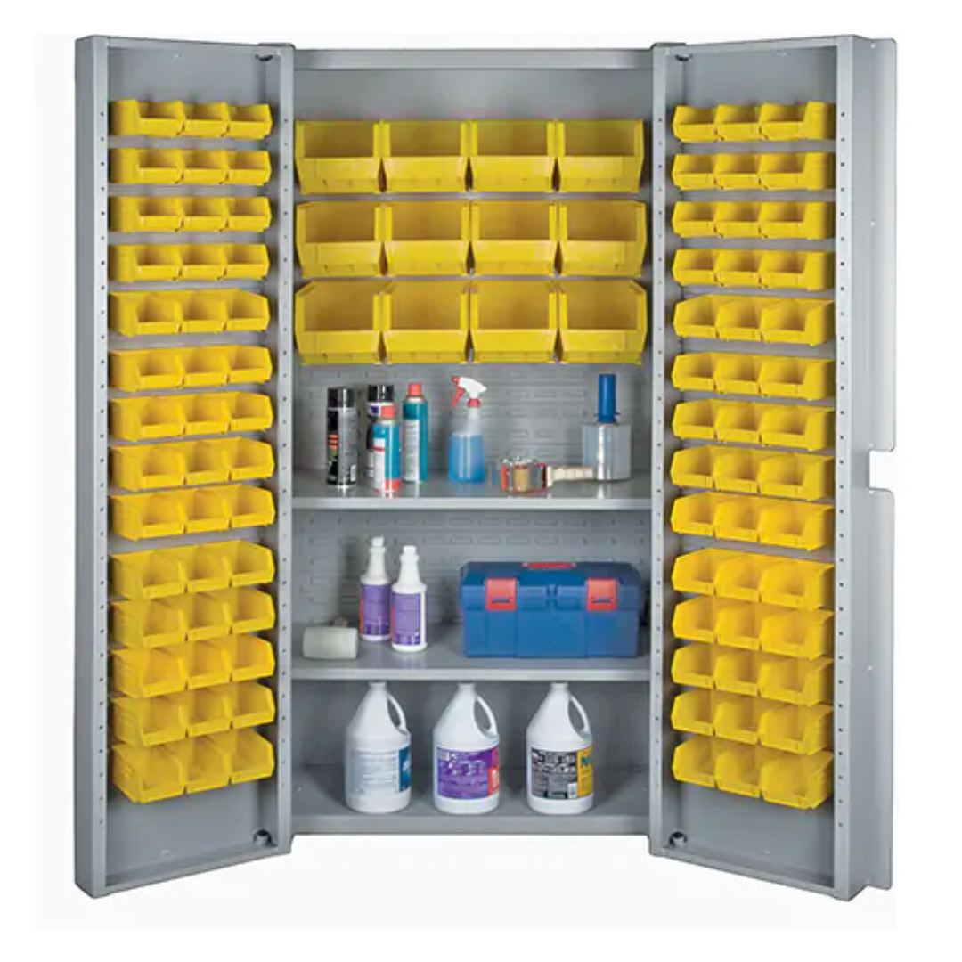 Gabinetes de combinación con puertas profundas, 96 cm de ancho x 61 cm de profundidad x 183 cm de alto, color gris