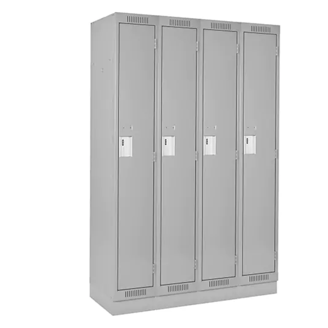 Clean Line™ Lockers, Bank of 4, 48" x 18" x 76", Steel, Grey, Rivet (Assembled)