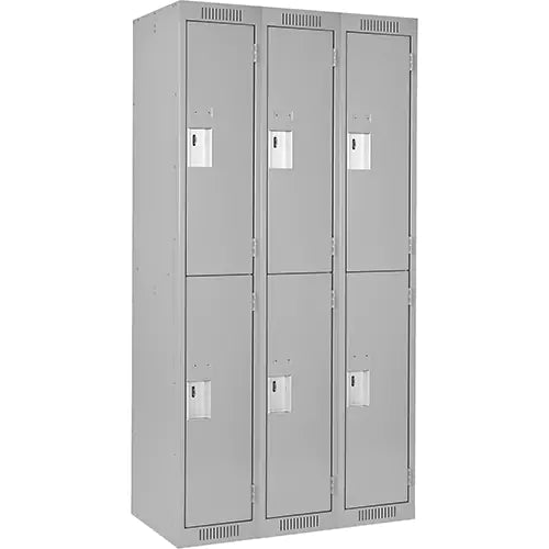 Clean Line™ Lockers, 2 -tier, Bank of 3, 45" x 18" x 72", Steel, Grey, Rivet (Assembled)