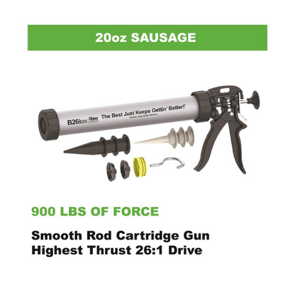 20oz B-Line Manual Sausage Gun w/ Highest-Thrust 26:1 Ratio Drive