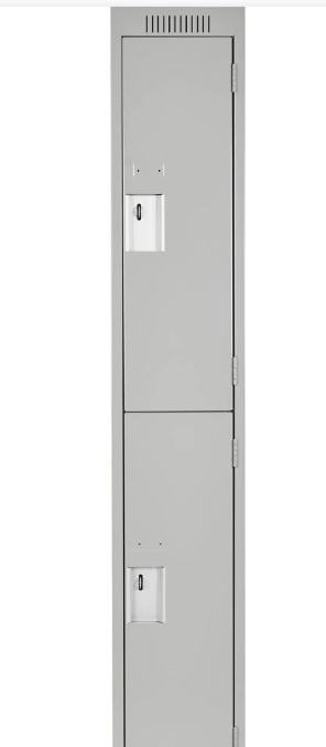 Clean Line™ Lockers, 2 -tier, Bank of 3, 45" x 18" x 72", Steel, Grey, Rivet (Assembled)