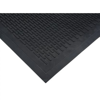 Low-Profile Matting, Rubber, Scraper Type, Solid Pattern, 3' x 5', Black