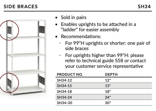 Rousseau Side Brace 15" (Per Pair)