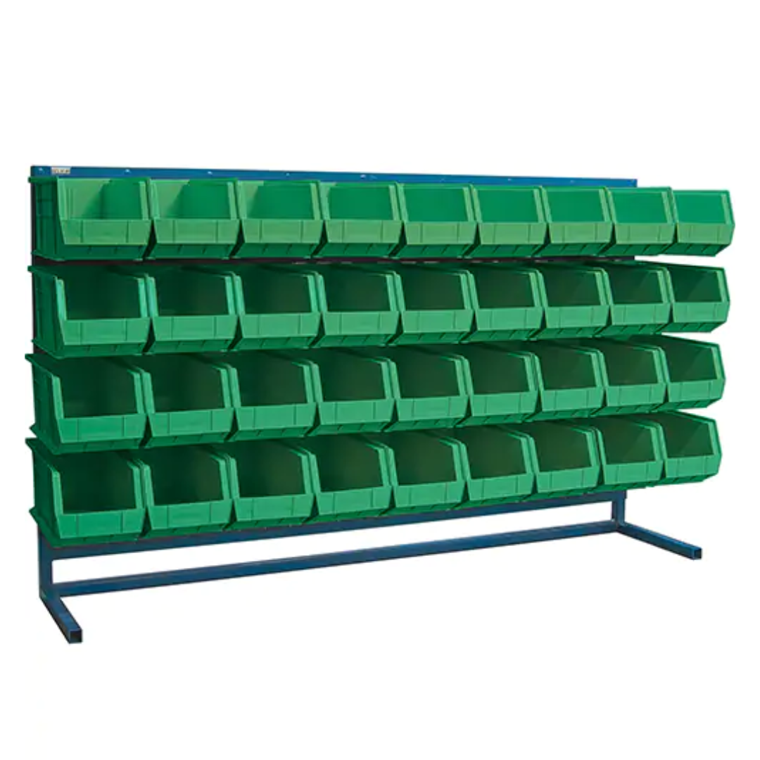 Louvered Rack with Bins, 36 Bins, 72" W x 15" D x 40" H