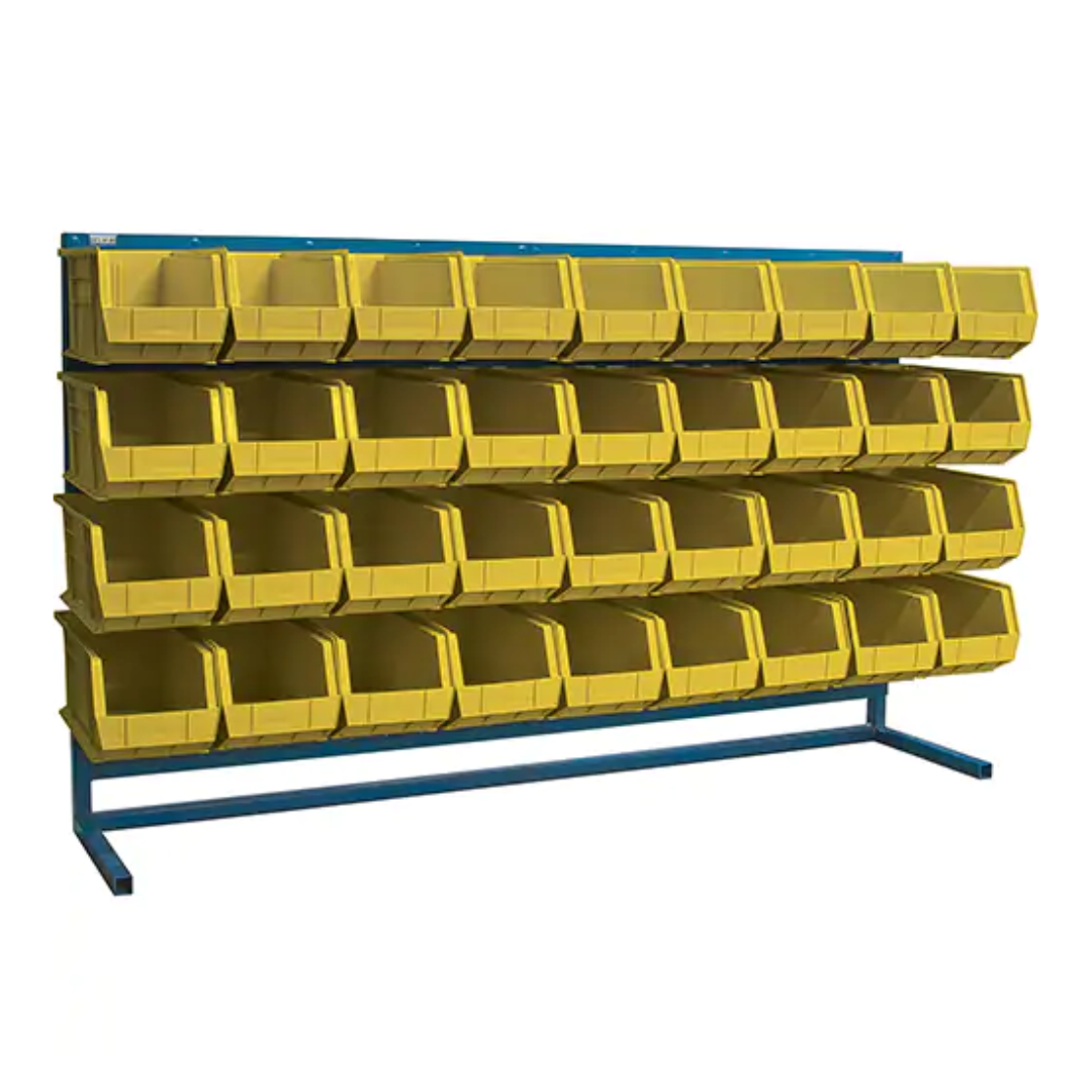 Louvered Rack with Bins, 36 Bins, 72" W x 15" D x 40" H