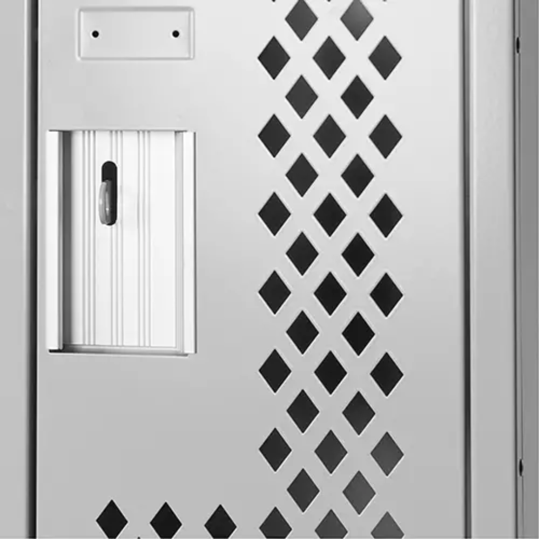 Clean Line™ Lockers, 2 -tier, Bank of 4, 48" x 12" x 78", Steel, Grey, Rivet (Assembled), Perforated