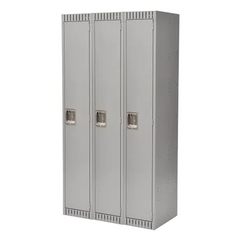 Lockers, Bank of 3, 36" x 18" x 72", Steel, Grey, Knocked Down