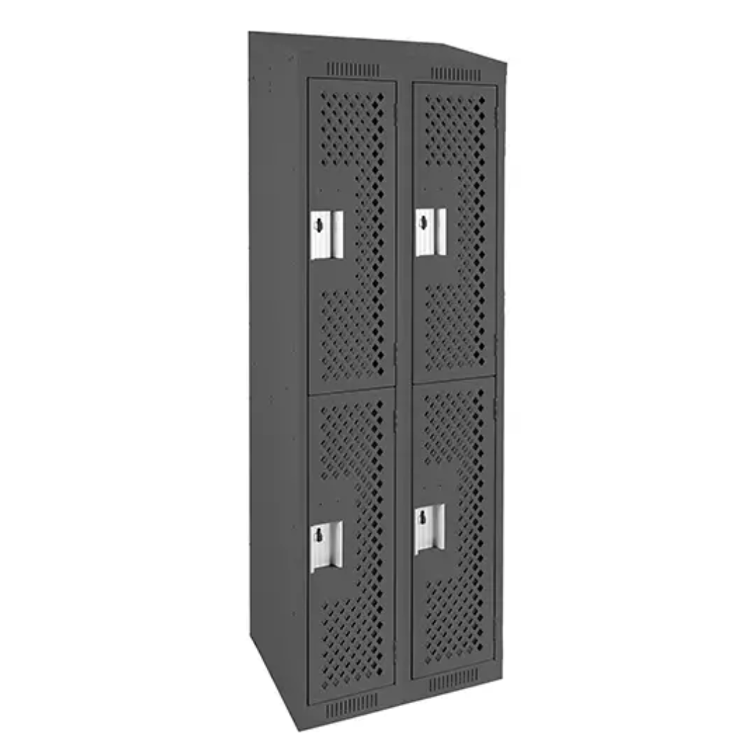 Clean Line™ Lockers, 2 -tier, Bank of 2, 24" x 12" x 78", Steel, Charcoal, Rivet (Assembled), Perforated