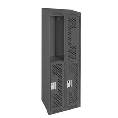 Clean Line™ Lockers, 2 -tier, Bank of 2, 24" x 12" x 78", Steel, Charcoal, Rivet (Assembled), Perforated
