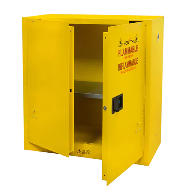 Flammable Storage Cabinet, 30 gal., 2 Door, 43" W x 44" H x 18" D