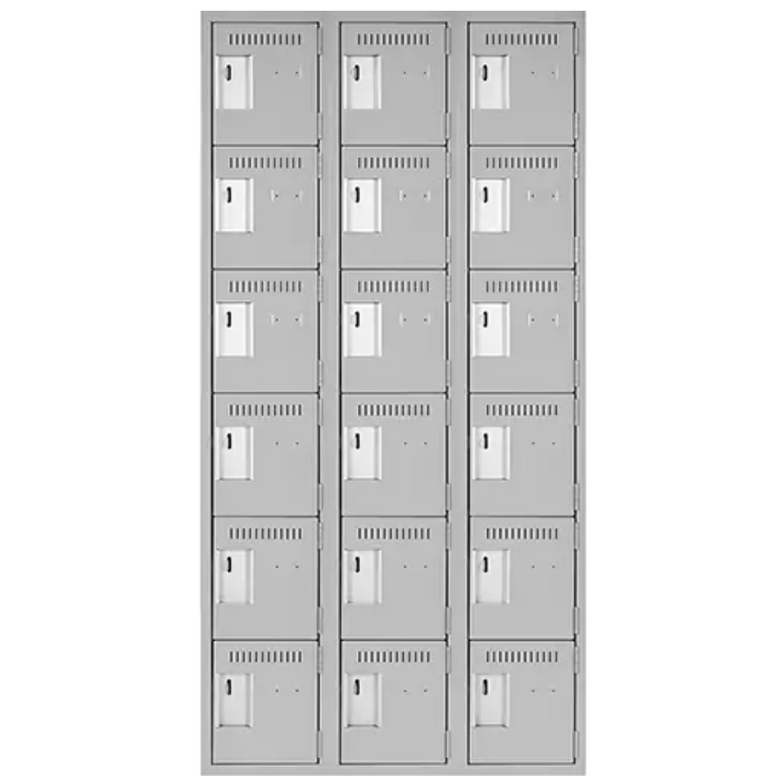 Clean Line™ Lockerettes, 6 -tier, Bank of 3, 36" x 18" x 72", Steel, Grey, Rivet (Assembled)