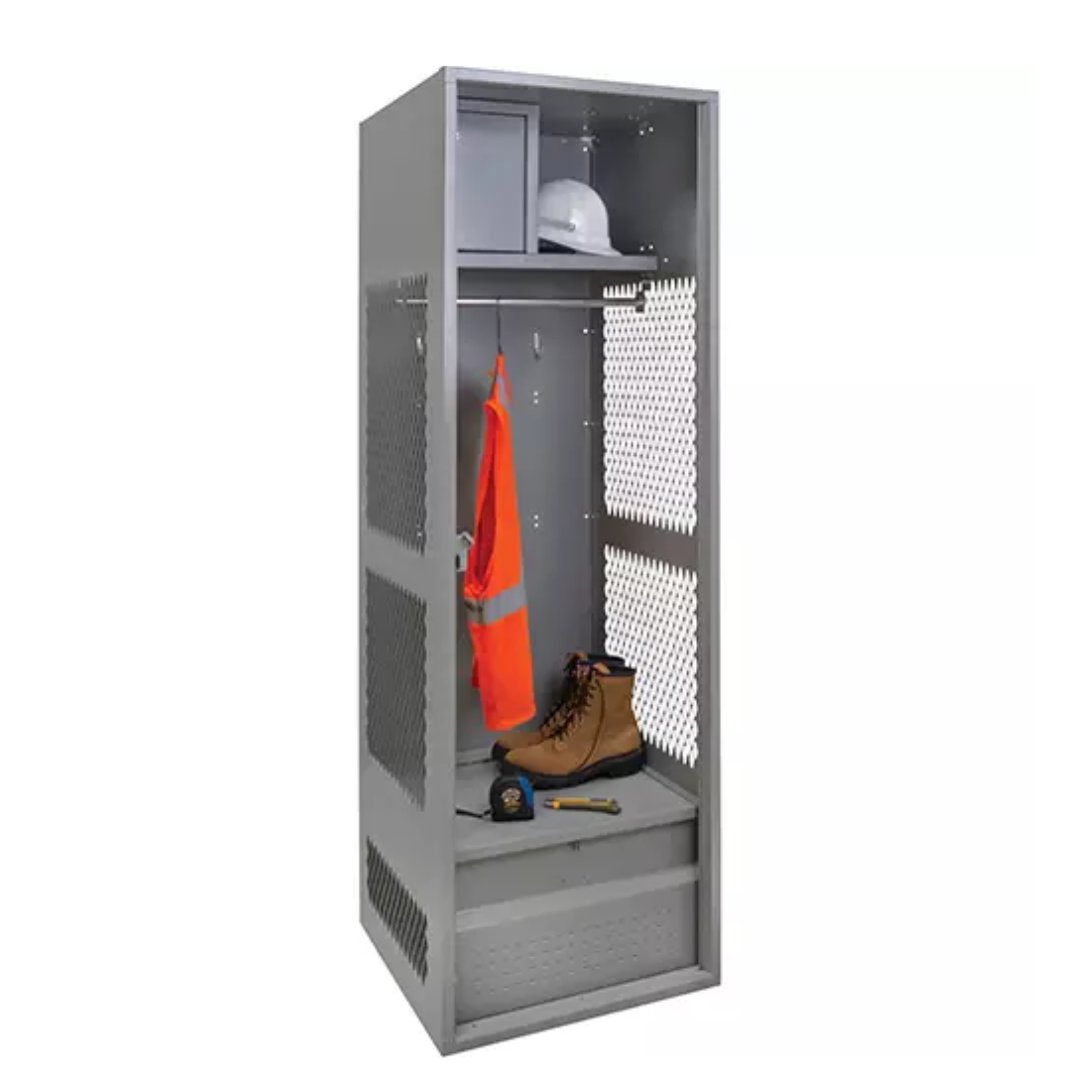 Gear Locker, Steel, 24" W x 24" D x 72" H, Grey