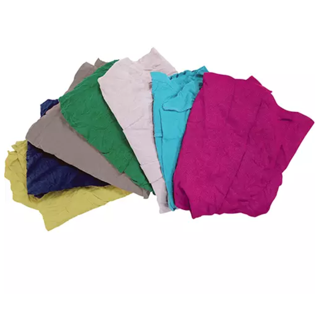 Recycled Material Wiping Rags, Cotton, Mix Colours, 10 lbs.