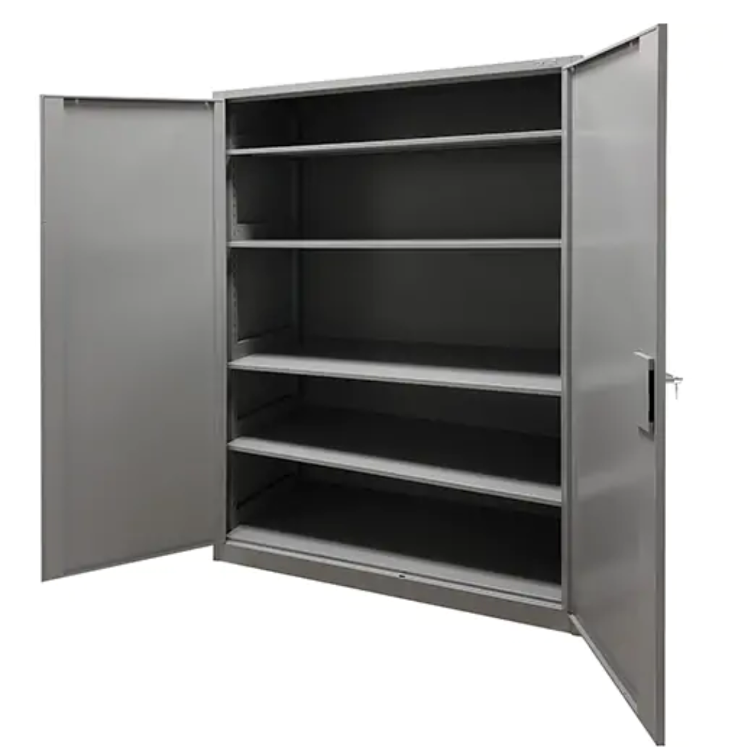 Storage Cabinet, Steel, 4 Shelves, 78" H x 48" W x 24" D, Grey