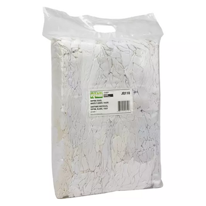 Recycled Material Wiping Rags, Cotton, White, 10 lbs.