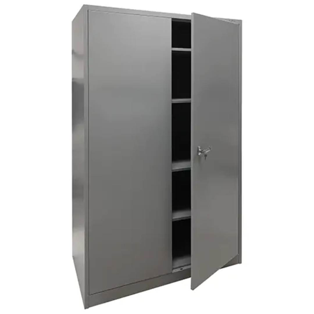 Storage Cabinet, Steel, 4 Shelves, 78" H x 48" W x 24" D, Grey