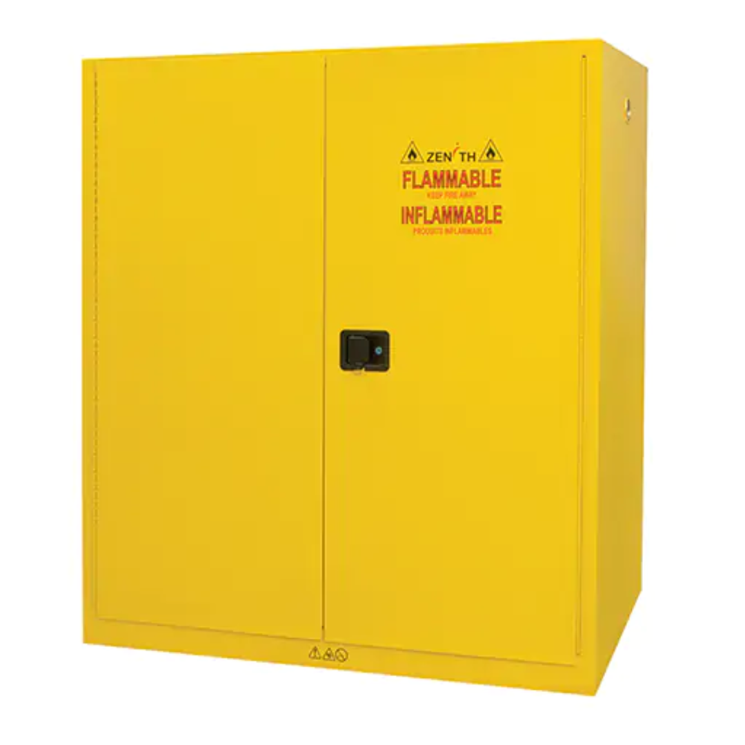 Vertical Drum Storage Cabinet, 110 US gal. Cap., 2 Drums, Yellow