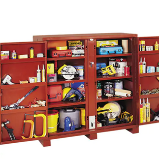 Jobsite Shelf Cabinet, Steel, 47.5 Cubic Feet, Red