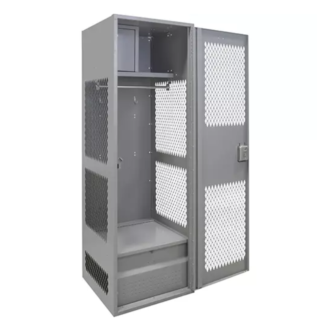 Gear Locker with Door, Steel, 24" W x 24" D x 72" H, Grey