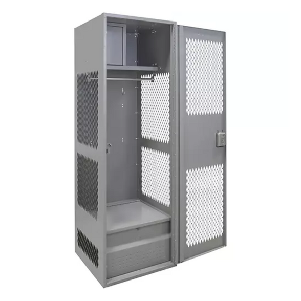 Gear Locker with Door, Steel, 24" W x 18" D x 72" H, Grey