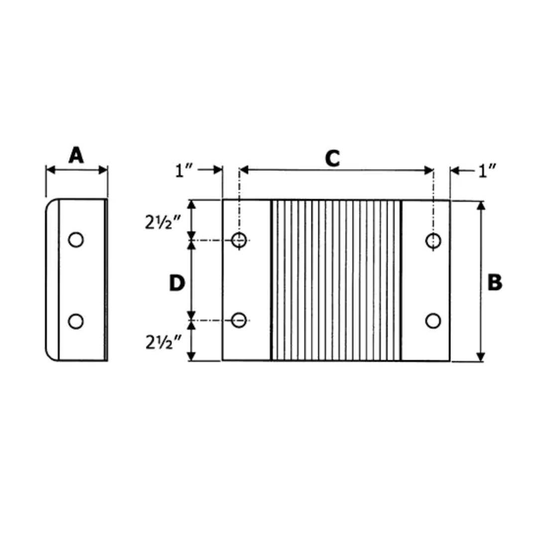 Laminated Dock Bumpers, Horizontal, Rubber, 12" W x 6" D x 10" H