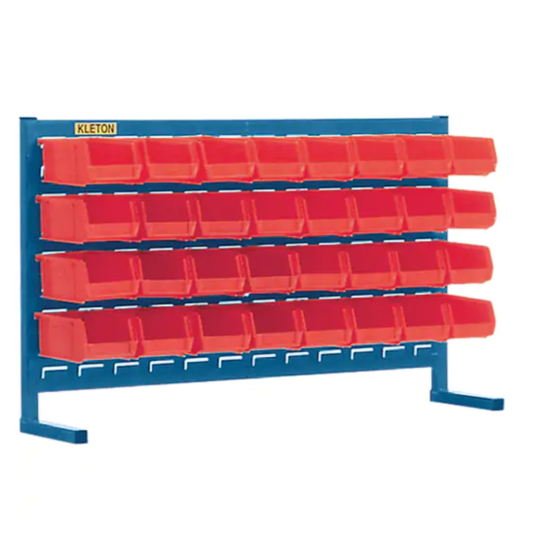 Louvered Rack with Bins, 32 Bins, 36" W x 8-1/4" D x 22" H