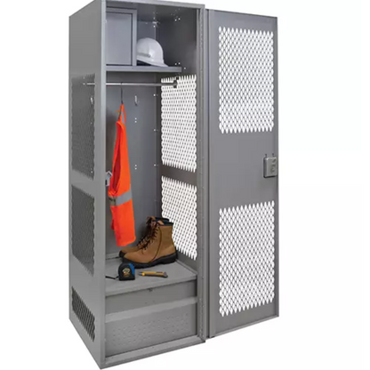 Gear Locker with Door, Steel, 24" W x 18" D x 72" H, Grey