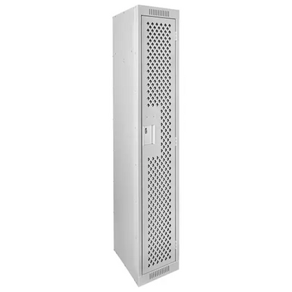 Clean Line™ Lockers, 12" x 15" x 72", Steel, Grey, Rivet (Assembled), Perforated