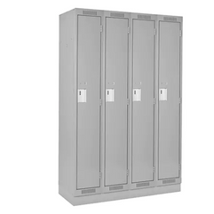 Clean Line™ Lockers, Bank of 4, 72" x 18" x 76", Steel, Grey, Rivet (Assembled)
