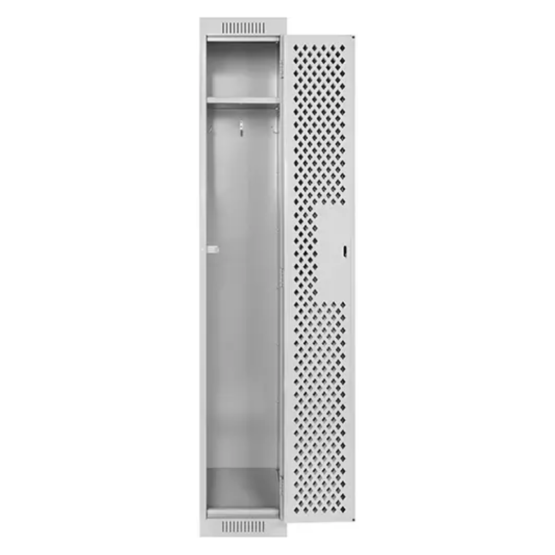Clean Line™ Lockers, 12" x 15" x 72", Steel, Grey, Rivet (Assembled), Perforated