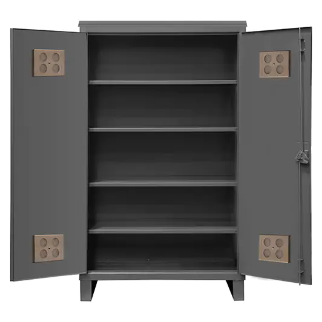 Heavy-Duty Outdoor Cabinet, Steel, 4 Shelves, 78" H x 48" W x 24" D, Grey