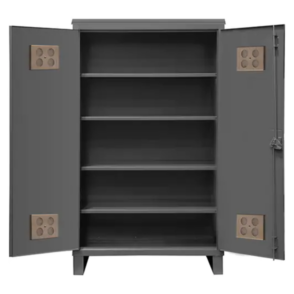 Heavy-Duty Outdoor Cabinet, Steel, 4 Shelves, 78" H x 48" W x 24" D, Grey