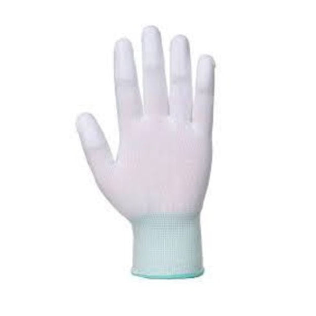 White Polyester Knit Polyurethane Coated Fingertips General Purpose