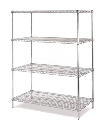 Olympic Stationary Wire Shelving Unit – 24″D x 36″W x 86″H, 4 Shelves, Chromate