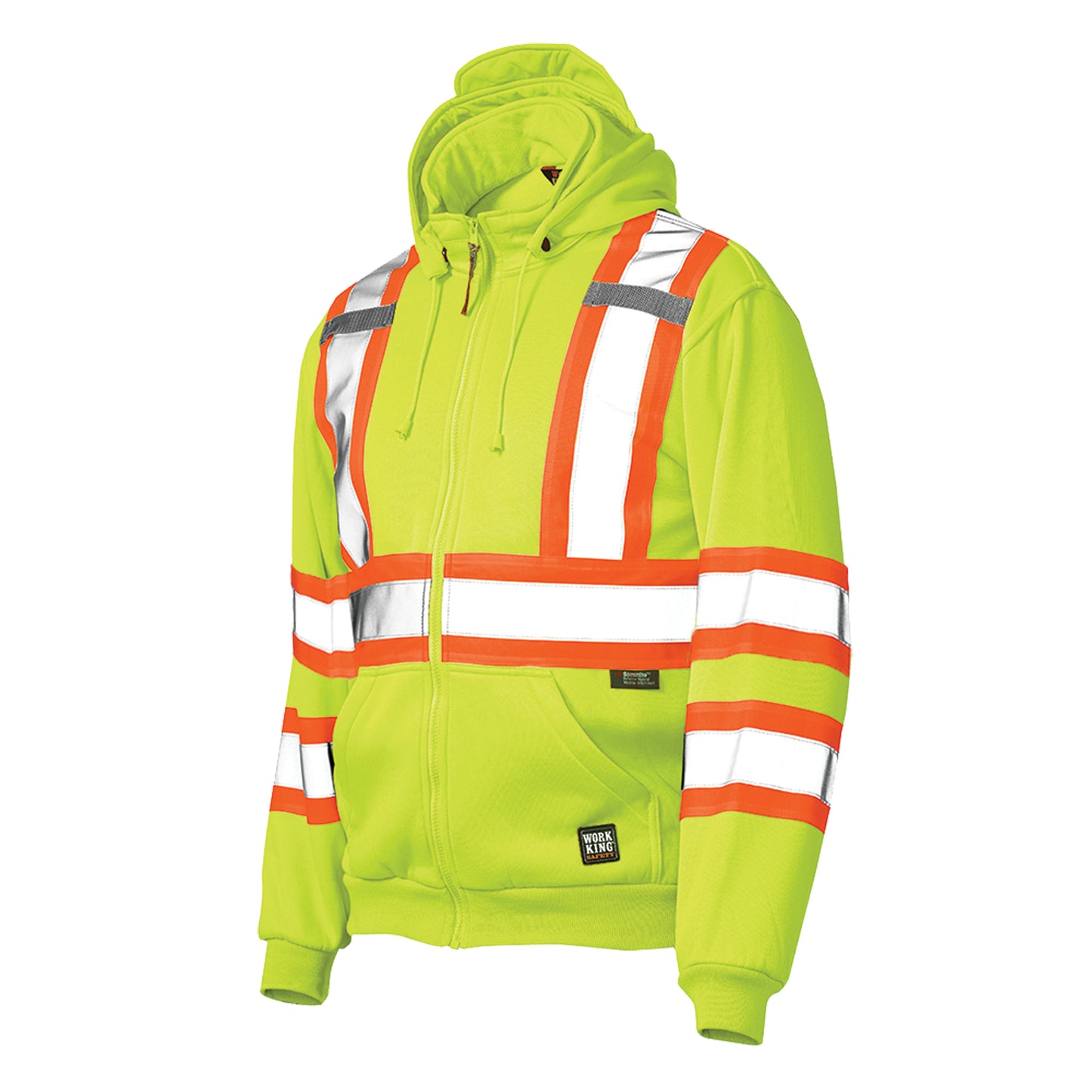 Zip Front Safety Fleece Hoodie, Polyester, High Visibility, Large