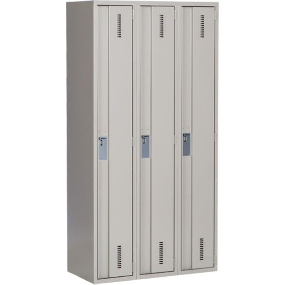 Concorde™ Heavy-Duty Lockers, Bank of 3, 36" x 18" x 72", Steel, Grey, Welded (Assembled)