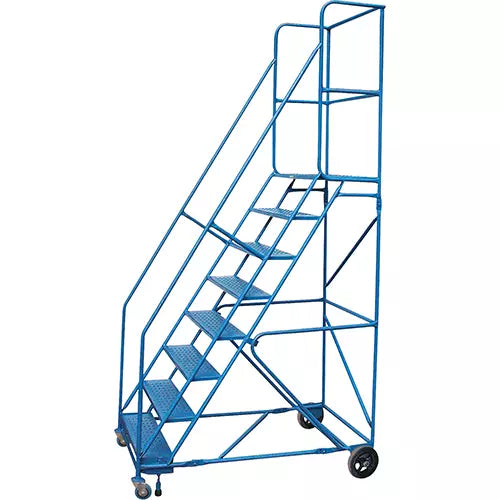 Rolling Step Ladders, 8 Steps, 30" Step Width, 72" Platform Height, Steel