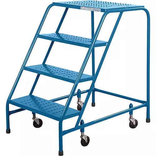 Rolling Step Ladders, 4 Steps, 22" Step Width, 37" Platform Height, Steel