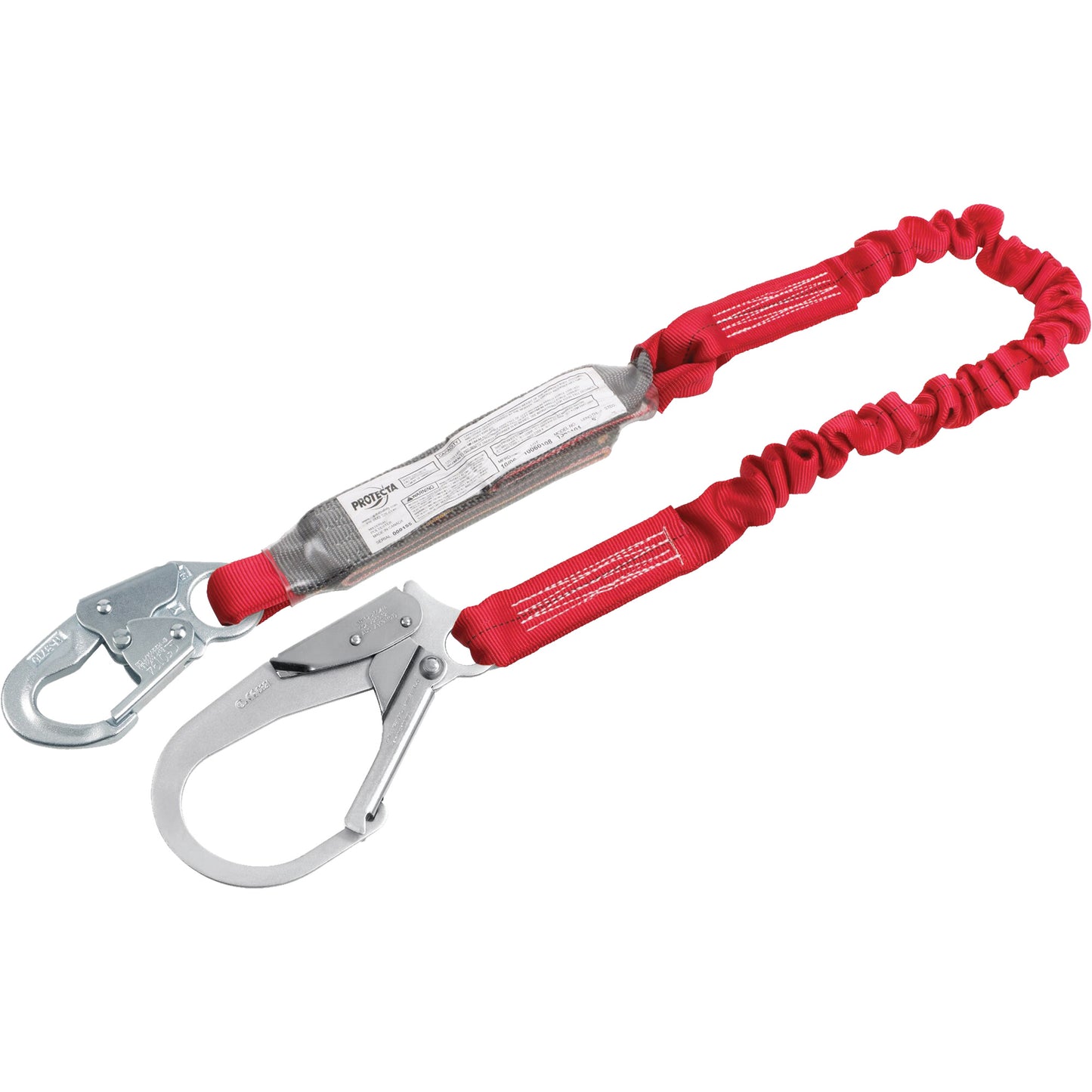 Pro™ Elastic Shock-Absorbing Lanyard, 6', Rebar Hook Center, Snap Hook Leg Ends, Polyester